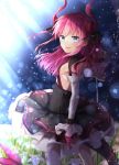 blue_eyes blush dress fate/extra_ccc happy horns lancer_(fate/extra_ccc) long_hair pink_hair tail