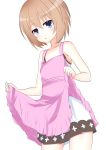  1girl absurdres apron bare_shoulders blanc blue_eyes blush brown_hair haru_blanc0316 highres looking_at_viewer neptune_(series) short_hair solo 