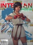  1girl alternate_costume brown_hair buruma cover dougi headband highres kasugano_sakura magazine_cover muhammed_ansar_ali realistic scar solo street_fighter street_fighter_iv_(series) 