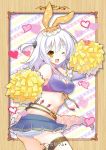  1girl accessories anthurium_(flower_knight_girl) artist_request blush breasts character_name cleavage_cutout flower_knight_girl hair_ribbon medium_breasts miniskirt one_eye_closed open_mouth panties ribbon silver_hair skirt solo underwear yellow_eyes 