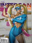  1girl alternate_costume biceps breasts cover domino_mask flexing heart_cutout highres large_breasts magazine_cover mask muhammed_ansar_ali muscle muscular_female pose rainbow_mika smile solo street_fighter street_fighter_v twintails wrestling_outfit 