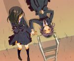  2girls hand_holding kajiki_yumi ladder lying multiple_girls on_back saki school_uniform touyoko_momoko tsuruga_school_uniform una_(mazinger) 