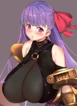  1girl bare_shoulders blush breasts detached_sleeves fate/extra fate/extra_ccc fate_(series) hair_ribbon highres huge_breasts leaning_forward lips long_hair looking_at_viewer passion_lip purple_hair red_eyes ribbon untsue upper_body very_long_hair violet_eyes 