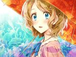 blonde_hair blue_eyes blue_ribbon kanimaru parasol pokemon pokemon_(anime) ribbon serena_(pokemon) short_hair umbrella 