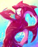  1boy chazart fins fishman gills highres male_focus monster_boy muscle scar sharp_teeth sidon smile teeth the_legend_of_zelda the_legend_of_zelda:_breath_of_the_wild yellow_eyes 