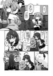  2girls breast_rest breasts breasts_on_head comic gin_(shioyude) greyscale highres kantai_collection massage monochrome multiple_girls sazanami_(kantai_collection) translated ushio_(kantai_collection) 