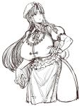  1girl beret bow braid breasts chinese_clothes commentary_request erect_nipples greyscale hair_bow hat highres hong_meiling huge_breasts long_hair monochrome puffy_short_sleeves puffy_sleeves short_sleeves solo space_jin star touhou twin_braids 
