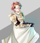  1boy armor artist_name cape conrad_(fire_emblem) fire_emblem fire_emblem_echoes:_mou_hitori_no_eiyuuou fur_trim gloves highres male_focus mask orange_hair solo upper_body 