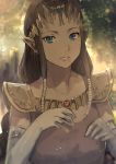  1girl absurdres blue_eyes brown_hair crown highres kumamoto_nomii-kun long_hair looking_at_viewer pointy_ears princess_zelda solo the_legend_of_zelda the_legend_of_zelda:_twilight_princess tiara 