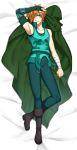  1boy archer_(fate/extra) arm_over_head boots cape dakimakura fate/extra fate_(series) green_eyes hair_over_one_eye highres male_focus orange_hair yunelala 