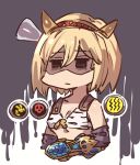  1girl benitama blonde_hair chibi demon_horns djeeta_(granblue_fantasy) gauntlets granblue_fantasy hairband horns ogre_(granblue_fantasy) short_hair 