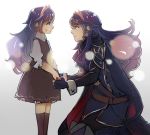  2girls blue_eyes blue_hair cape child crying fingerless_gloves fire_emblem fire_emblem:_kakusei fire_emblem_13 fire_emblem_awakening fire_emblem_heroes gloves hair_ornament hand_holding intelligent_systems long_hair lucina multiple_girls nintendo smile super_smash_bros. tears teenage tiara time_paradox young_adult 