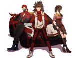  1boy 2girls black_hair brown_hair car darkgreyclouds fire_emblem fire_emblem_if ground_vehicle jacket kagerou_(fire_emblem_if) looking_at_viewer motor_vehicle multiple_girls redhead ryouma_(fire_emblem_if) saizou_(fire_emblem_if) shoes sitting sneakers the_fast_and_the_furious white_background 