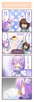  &gt;_&lt; +++ /\/\/\ 4koma :d :q alchemy arms_up belt blush brown_eyes brown_hair cauldron closed_eyes closed_mouth collar comic doria_(5073726) drawstrings eating eyebrows_visible_through_hair food gust_(choujigen_game_neptune) hair_between_eyes hair_ornament hat heart highres holding holding_staff hood hoodie looking_at_another mittens neptune_(choujigen_game_neptune) neptune_(series) number open_mouth outstretched_arms plate profile pudding purple_hair sideways_mouth sleeves_past_wrists smile sparkle speech_bubble spread_arms staff tongue tongue_out translation_request violet_eyes 