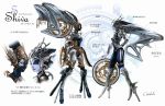  armor black_skin blue_eyes blue_skin chikako_(artist) concept_art dark_skin final_fantasy final_fantasy_xiii hand_on_hip headdress high_heels lips mecha_musume multiple_girls nix official_art profile shiva shiva_(final_fantasy) shoes siblings sisters stiria translated translation_request wheel 