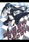  black_hair black_rock_shooter black_rock_shooter_(character) blue_eyes boots checkerboard checkered engrish front-tie_top gloves hoodie hotpants kodamasawa_izumi midriff pale_skin ranguage short_shorts shorts star twintails uneven_twintails 
