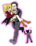  arms_up bad_id beelzebub blonde_hair boots carrying drill_hair faceless faceless_male fork formal garters gohda_toshiro gouda_toshirou lowres mouth_hold polka_dot princess_carry run_away running simple_background stakes_of_purgatory suit sweat tears thigh-highs thighhighs umineko_no_naku_koro_ni vienetta 