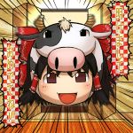  asazero cow_print hakurei_reimu new_year tomoyohi touhou yukkuri_shiteitte_ne 