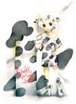  animal_ears cow_ears cow_girl cow_print cow_tail cowgirl horns kei_(artist) lowres milk new_year short_hair tail 