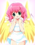  bad_id character_request green_eyes harpy milk_(artist) panties pink_hair puyopuyo short_hair underwear wings 