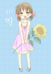  blush doujima_nanako dress flower heart inaba_(pixiv378853) katsuma_inaba persona persona_4 short_twintails summer_dress sundress sunflower twintails 