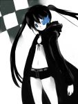  1girl bikini_top black_rock_shooter black_rock_shooter_(character) blue_eyes flat_chest long_hair maruki_(punchiki) pale_skin solo twintails 