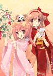  akihime_sumomo alice_(alice_parade) alice_parade brown_eyes brown_hair highres itou_noiji japanese_clothes kimono miori_(alice_parade) multiple_girls nanatsuiro_drops pink_eyes pink_hair yuki-chan 