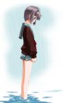  flat_chest nagato_yuki profile rain school_uniform short_hair skirt suzumiya_haruhi_no_yuuutsu umekichi water 