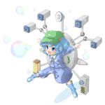  bad_id bag blue_eyes blue_hair boots bubble cucumber hat kawashiro_nitori key mochi.f short_hair touhou 