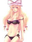  bikini blonde_hair bra frills hair_ribbon hair_ribbons hat lingerie panties ribbon ribbons side-tie_panties strap_slip swimsuit touhou underwear yakumo_yukari yoita 