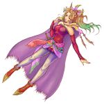  dagger detached_sleeves earrings final_fantasy final_fantasy_vi green_hair highres jewelry long_hair mitsukaze multicolored_hair pantyhose ponytail purple_eyes simple_background solo tina_branford violet_eyes weapon 