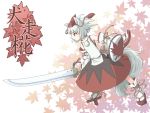  inubashiri_momiji marujin red_eyes shield short_hair sword tail touhou weapon white_hair wolf_ears wolf_tail 