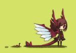  chibi dragon_girl horns monster_girl nakayokosotosoto red_eyes school_uniform short_hair tail wings worm worms 