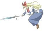  blue_eyes doll lance long_hair marujin polearm ribbon ribbons shanghai shanghai_doll spear touhou weapon 