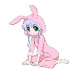  barefoot blue_hair bunny_ears green_eyes index oekaki pajamas rabbit_ears ronsu to_aru_majutsu_no_index 