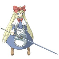  blue_eyes doll long_hair marujin ribbon ribbons shanghai shanghai_doll sword touhou weapon 