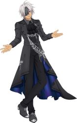  alphen_(spooky_suit)_(tales) alphen_(tales) artist_request ascot black_ascot black_pants black_suit blue_eyes closed_mouth coat crossed_ankles dark-skinned_male dark_skin full_body game_asset grey_coat grey_shoes half_mask halloween highres looking_at_viewer male_focus mask official_alternate_costume official_art one_eye_covered pants parted_bangs shoes short_hair silk simple_background smile solo spider_web standing suit tales_of_(series) tales_of_arise tales_of_asteria third-party_source transparent_background two-sided_coat two-sided_fabric white_hair 