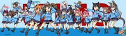  0_0 6+girls =_= agnes_digital_(umamusume) ahoge animal_ears aqua_background aqua_hair aqua_hat artist_name beanie biko_pegasus_(umamusume) bird black-framed_eyewear black_boots black_hair black_skirt black_socks black_tail blank_eyes bloomers blue_background blue_hair blue_hairband blue_hat blue_shirt blush blush_stickers book boots bow braid braided_hair_rings breasts broom broom_riding brown_eyes brown_hair brown_ribbon brown_tail closed_mouth collared_shirt colored_bangs commentary_request crown_braid daiichi_ruby_(umamusume) dream_journey_(umamusume) drill_hair drill_sidelocks ear_covers ear_flower ear_ornament ear_scrunchie english_text fang fascinator flat_chest full_body glasses gradient_hair grey_hair grey_tail hair_bow hair_ornament hair_rings hairband hand_up hands_on_own_cheeks hands_on_own_face haru_urara_(umamusume) hat headband highres holding holding_book holding_sign horse_ears horse_girl horse_tail inari_one_(umamusume) kindergarten_uniform large_breasts long_hair long_sleeves looking_at_viewer marvelous_sunday_(umamusume) mayano_top_gun_(umamusume) multicolored_hair multicolored_hairband multiple_girls name_tag narita_taishin_(umamusume) nishino_flower_(umamusume) open_mouth oppai_loli orange_eyes orange_hair orange_tail pink_hair pink_hairband pleated_skirt pointing ponytail posing red_bow red_headband ribbon rice_shower_(umamusume) robot samson_big_(umamusume) sharp_teeth shirt short_hair shortstack sidelocks sign single_hair_intake skirt smile socks stay_gold_(umamusume) streaked_hair striped_clothes striped_hairband sweep_tosho_(umamusume) tail takanaga_kouhei tamamo_cross_(umamusume) teeth twin_turbo_(umamusume) twintails two-tone_background two-tone_hairband two_side_up umamusume v v_over_eye white_bloomers witch_hat x_hair_ornament yellow_eyes zenno_rob_roy_(umamusume) 