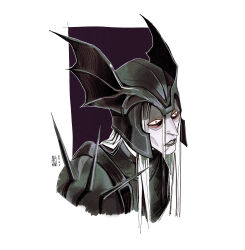  1boy absurdres albino armor artwins elric_of_melnibone elric_of_melnibone_(series) fantasy grey_armor highres knight long_hair looking_at_viewer male_focus portrait red_eyes simple_background sketch solo spiked_armor spikes white_background white_hair winged_headwear 