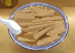  bamboo_shoot bowl food menma no_humans noodles original ramen spoon umitsuki_yu 