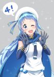  1girl ;d alternate_costume beret blue_eyes blue_hair cape elbow_gloves gloves hair_flaps hat kantai_collection long_hair one_eye_closed open_mouth samidare_(kantai_collection) smile sparkle yokoshima_(euphoria) 