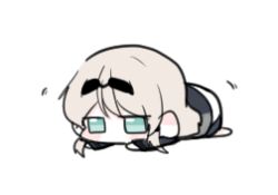  1girl an-94_(girls'_frontline) blonde_hair blue_eyes chibi chibi_only deng_(noplan3321) girls_frontline hair_ornament hairband long_hair lowres lying non-web_source on_stomach sad solo 