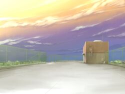  air_conditioner balcony building chain-link_fence clouds cloudy_sky day fence game_asset houou_senki_maimu house morning motor_vehicle no_humans non-web_source official_art outdoors railing road rooftop scenery self-datamine sky sunset twilight visual_novel_cg 