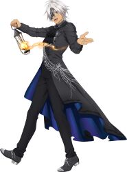  alphen_(spooky_suit)_(tales) alphen_(tales) artist_request ascot black_ascot black_pants black_suit blue_eyes coat dark-skinned_male dark_skin from_side full_body game_asset grey_coat grey_shoes half_mask halloween hands_up highres holding holding_lantern lantern looking_at_viewer male_focus mask official_alternate_costume official_art one_eye_covered open_mouth pants parted_bangs shoes short_hair silk simple_background smile solo spider_web standing suit tales_of_(series) tales_of_arise tales_of_asteria teeth third-party_source tongue transparent_background two-sided_coat two-sided_fabric upper_teeth_only walking white_hair 