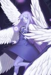  1girl angel_wings blue_skin closed_eyes dress kaiza_(rider000) multiple_wings sariel seraph touhou touhou_(pc-98) wand wings 