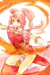  1girl breastplate circlet fire fire_emblem fire_emblem_echoes:_mou_hitori_no_eiyuuou gloves highres long_hair mae_(fire_emblem) nana_shibata_(tamjaopa) pink_eyes pink_hair simple_background solo teeth twintails upper_body white_background 
