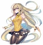  1girl adapted_costume bare_shoulders blonde_hair blue_eyes commentary_request elbow_gloves fingerless_gloves gloves guilty_gear guilty_gear_xrd long_hair millia_rage oro_(sumakaita) pantyhose skirt solo very_long_hair 