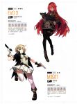  2girls absurdres artist_request bangs blonde_hair blue_eyes boots braid breasts character_request dual_wielding eyebrows_visible_through_hair full_body girls_frontline gloves gun hairband handgun highres holding holding_weapon jacket leg_up long_hair looking_at_viewer military military_uniform multiple_girls necktie official_art one_eye_closed open_clothes open_jacket pantyhose pleated_skirt red_eyes redhead short_hair short_sleeves skirt submachine_gun thigh-highs twintails uniform weapon white_legwear zettai_ryouiki 