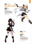  2girls absurdres artist_request bangs belt_pouch black_hair blonde_hair blush boots breasts character_request dual_wielding eyebrows_visible_through_hair fingerless_gloves full_body girls_frontline gloves gun handgun hat highres holding holding_weapon knee_boots long_hair looking_at_viewer military military_uniform multiple_girls official_art one_eye_closed open_mouth pleated_skirt revolver ribbon scan shirt simple_background skirt sleeves_rolled_up small_breasts smile standing thigh-highs thigh_strap uniform violet_eyes weapon white_background white_legwear white_shirt zettai_ryouiki 