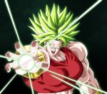  bracelet commentary_request dragon_ball dragon_ball_super earrings eto_(etc_eto) jewelry kale_(dragon_ball) midriff muscle no_pupils official_style open_mouth strapless super_saiyan tubetop 